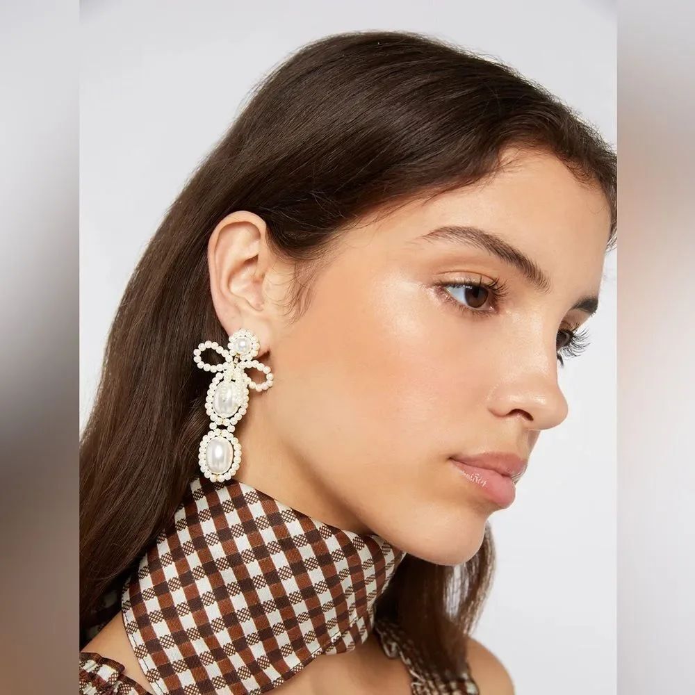 SHRIMPS Angela Bow-Detailing Drop Earrings